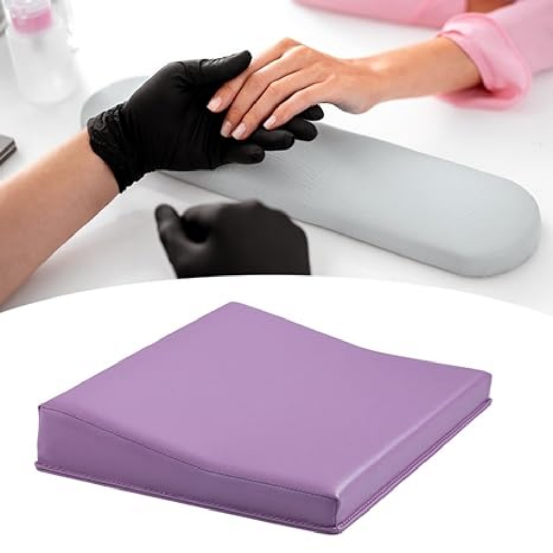 Manicure Arm Rest Pillow, Comfortable Hand Cushion with Soft Sponge Filler, Waterproof and Easy to Clean Wrist Support for Nail Art, Rose Red
