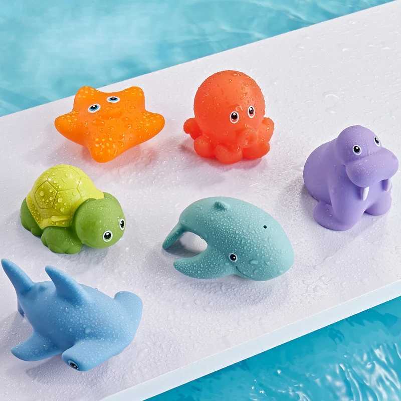 Cute Animals Bath Toy Swimming Water LED Light Up Toys Soft Rubber Floating Induction Luminous Toy Kids Bathroom Water Play Gift C250915