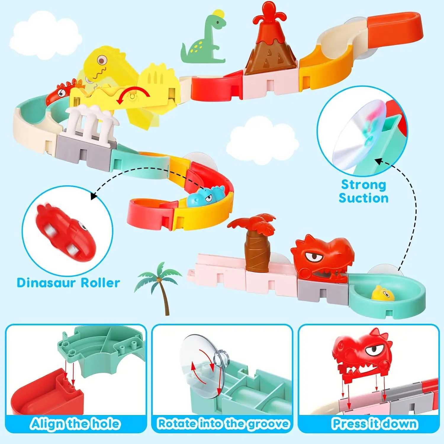 Bath Toys for Kids DIY Building Water Slide Tracks Dinosaur Bathtub Wall Toys for Toddlers Fun Baby Bathtime Bath Tub Shower C250915