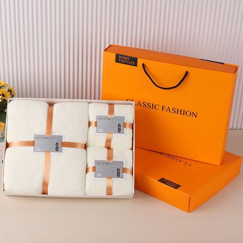 Home towels absorbent quick drying fabric skin friendly soft coral fleece towels gift box set of towels business 3-piece set popular item
