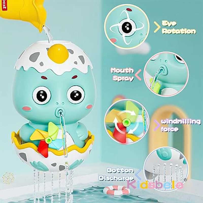 Toddlers DIY Track With Balls For Bathtub Pool Interactive Gift Assemble Track Dinosaur Egg Water Shower Toy With Water Spray C250915