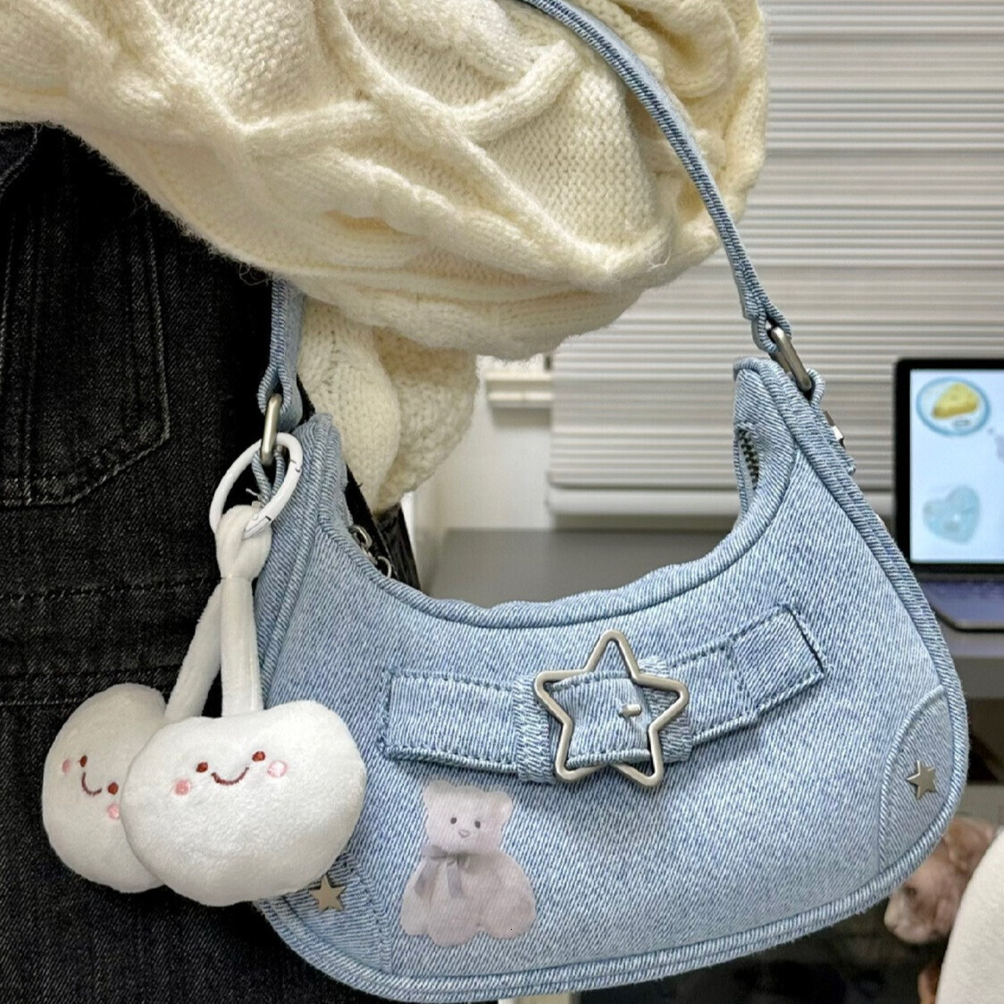 French retro style women s shoulder bag new handbag armpit bag autumn new designer bag pentagram design decoration popular women s commuting bag