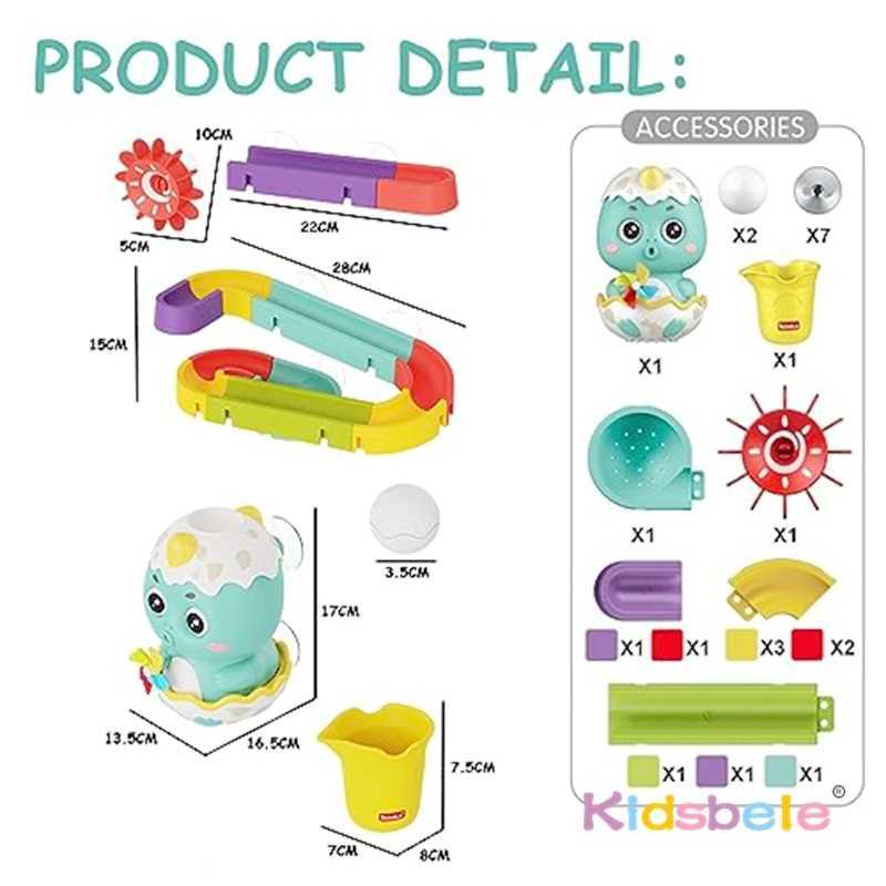 Toddlers DIY Track With Balls For Bathtub Pool Interactive Gift Assemble Track Dinosaur Egg Water Shower Toy With Water Spray C250915