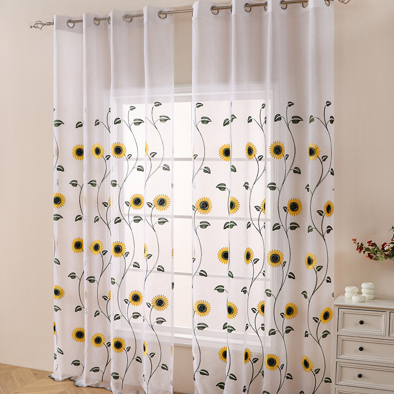 YL-37179 French green kitchen gauze curtain retro American light-transmitting French double-layer lace bedroom partition curtain bay window curtain