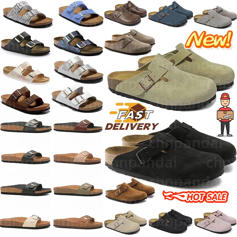 Designer slippers man Clogs Women Outdoors casual sandals Anti slip with suede leather upper Khaki black white brown