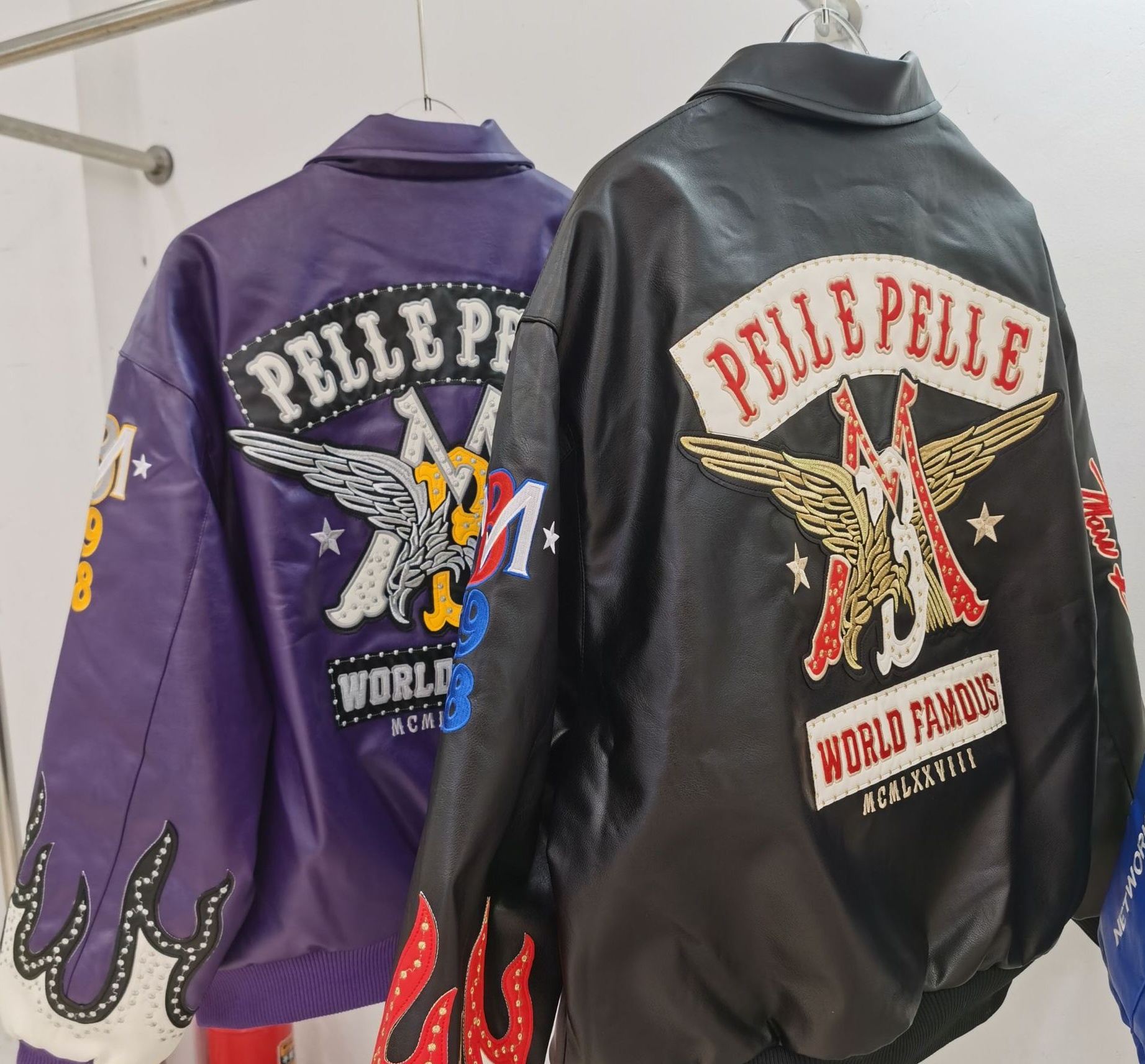 Men's Jackets High-quality PP Authentic Women's Black Blue Red Purple Leather Genuine Leather Embroidered Diamond Short Jacket