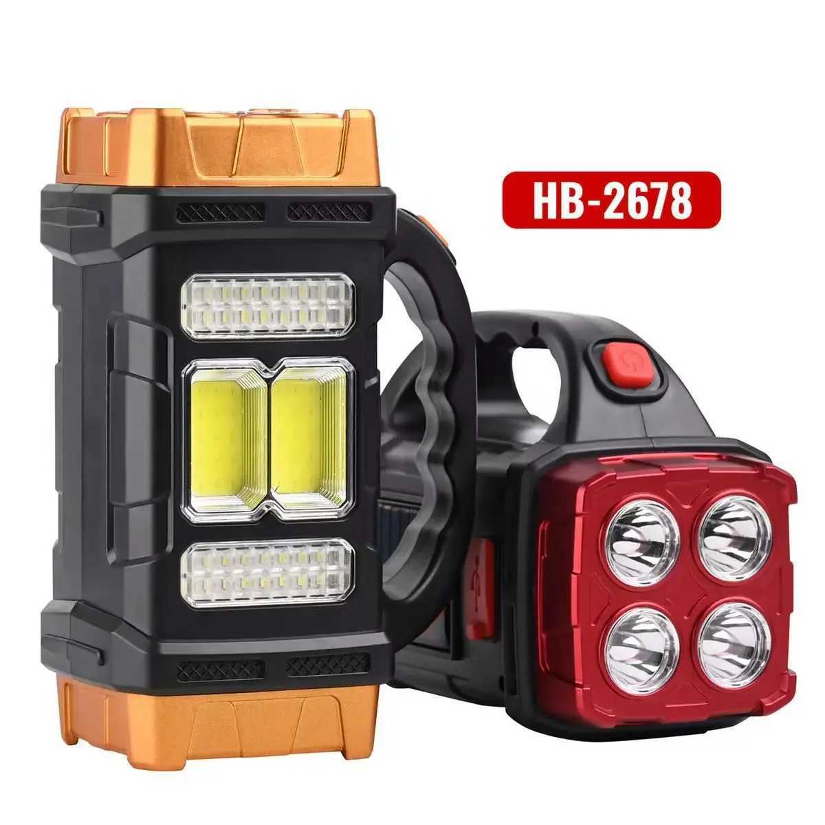 COB Multifunctional Outdoor Solar Emergency Portable Searchlight USB Rechargeable Camping Outdoor Lighting Flashlight C250915