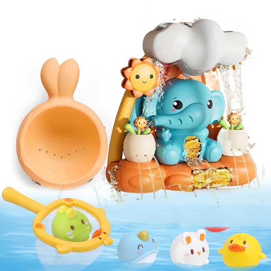 Baby Bath Toys for kid Bathtub Toy Light Up Floating Squirting Toys Duck Fishing Net Game Toddler Shower Toys Water Pool Toys C250915