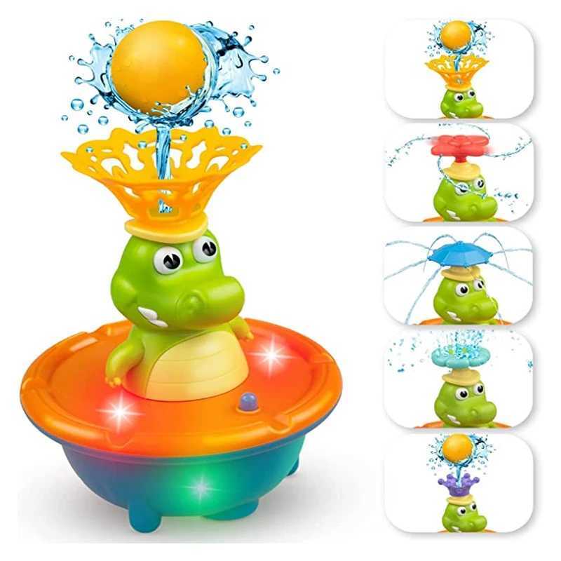 1 Set Bath Toys For Toddlers Light Up Crocodile Fountain With 4 Spray Modes ABS Plastic Bath Toy For Bathroom Swimming Pool C250915