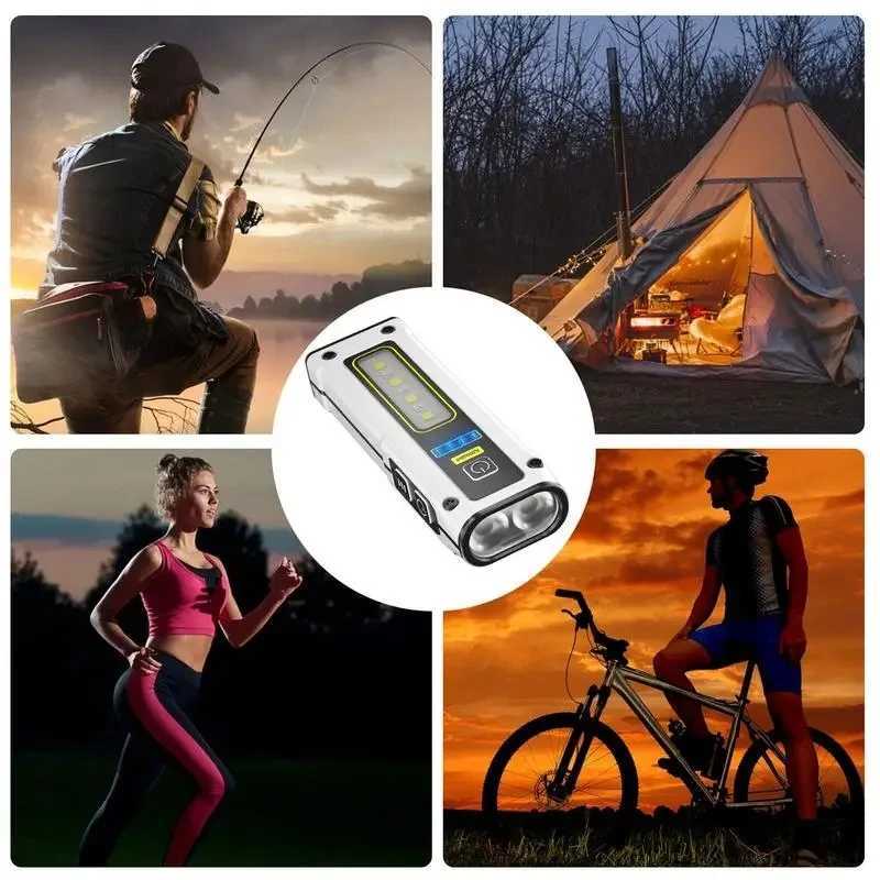 Multifunctional LED Dual Lights Working Lamp With Magnet Alarm SOS Key Chain Power Bank Waterproof Mini Emergency EDC Flashlight C250915