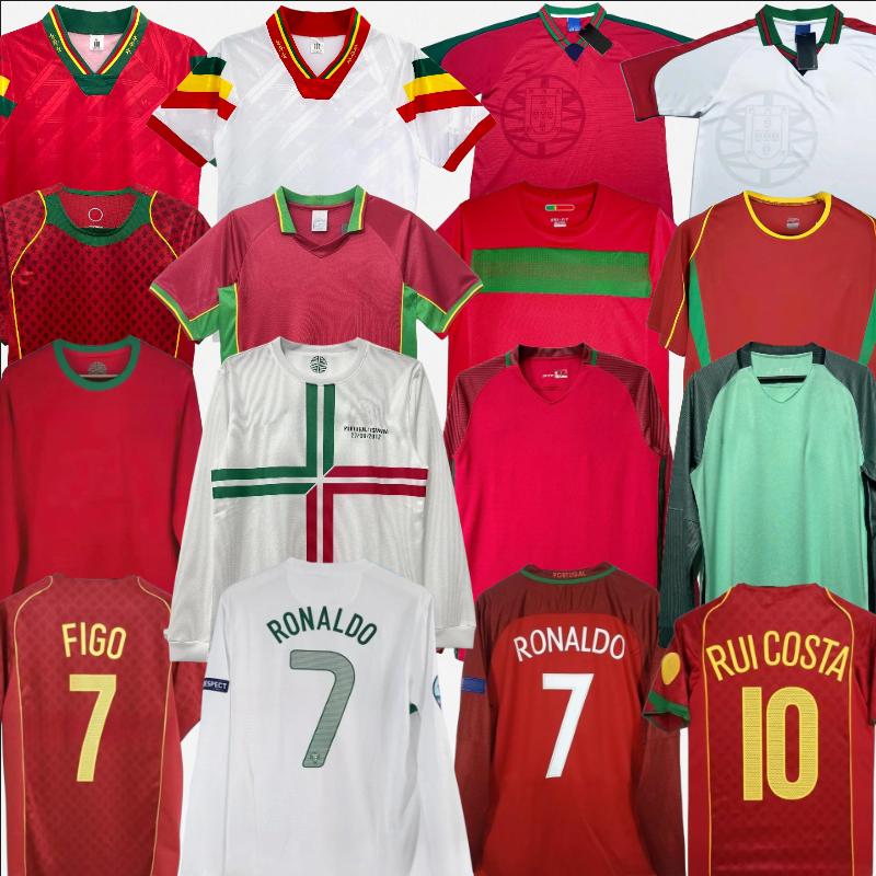 2012 PortugalS Retro soccer jerseys FIGO CRONALDO vintage long sleeve jersey RUI COSTA QUARESMA football shirt home away 1992 1996 1998 2000 2002 2004 06 16 PAULETA