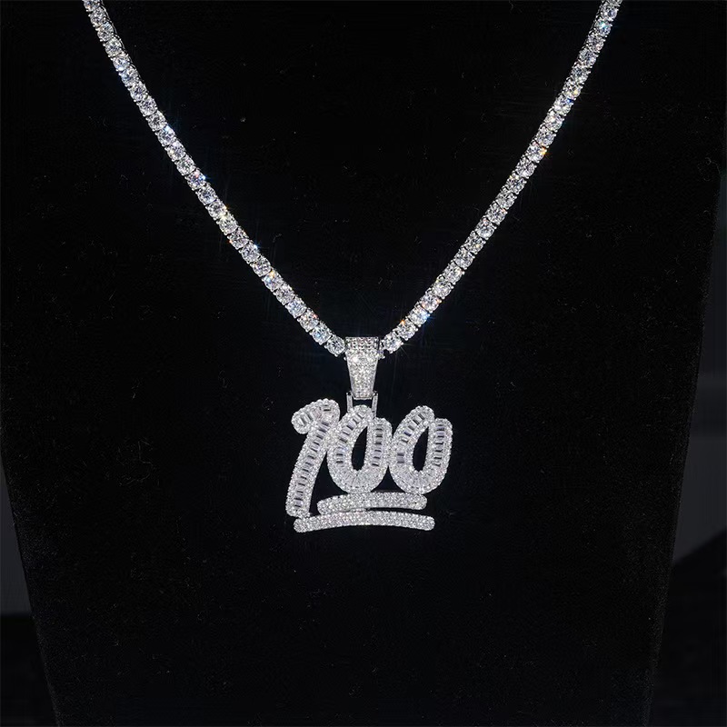 Sier Moissanite Pendants Charms Popular Hip Hop Fashion Jewelry for Men Women Personalized Cross-Border on