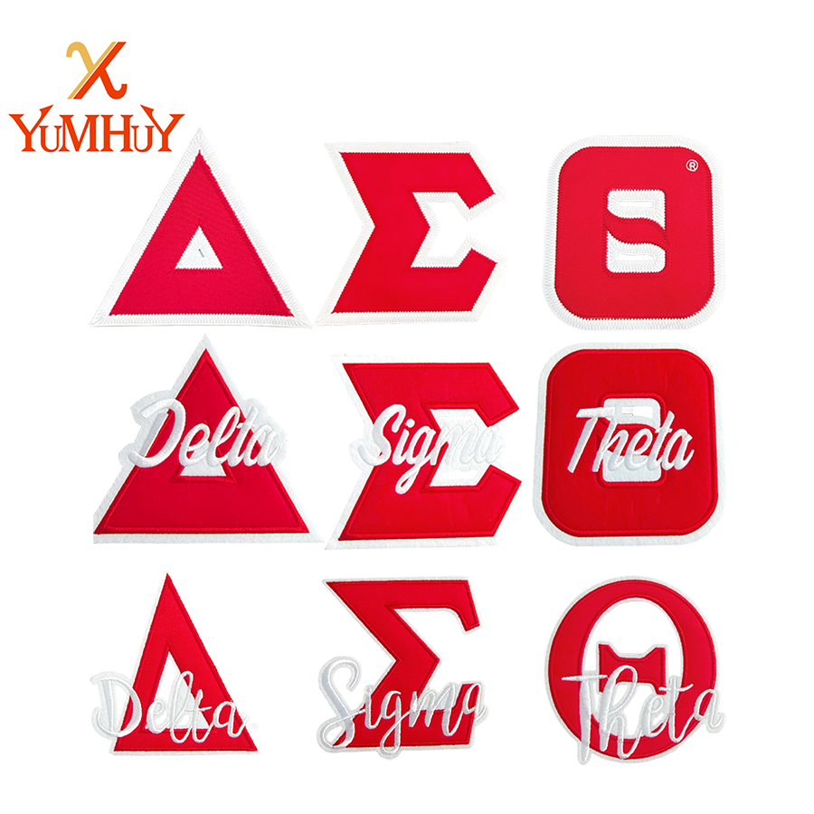 Greek letter Delta Sigma Theta Embroidered Iron On Patch - Fraternity/Sorority Emblem for Clothing and Pillowcases