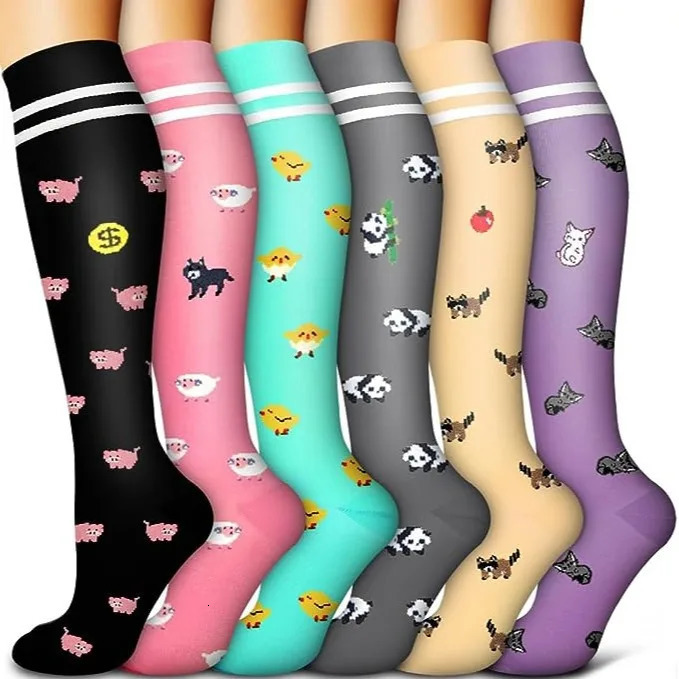 Animal Fruit Compression Socks for Men Women Running Nurse Nurses Sport 6 PAIRS Ladies Lady Womens 250915
