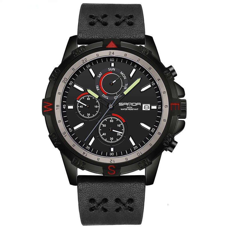 DHwatches Sanda Brand Quartz Outdoor Hiking Sports Detachable Woven Strap Calendar Men's Watch Three Eyes Six Hands Wristwatch