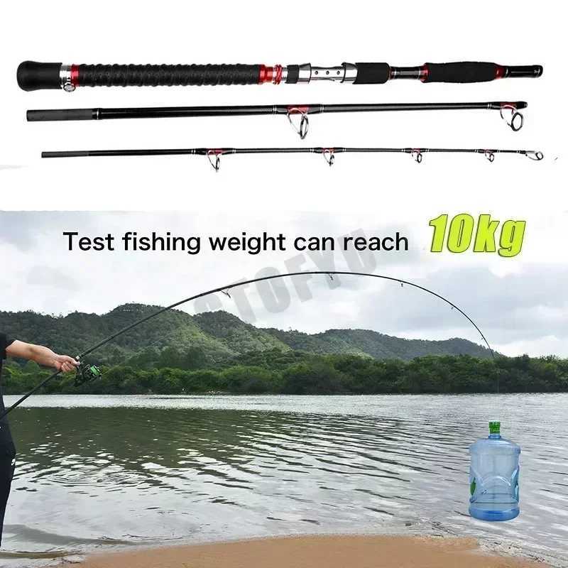 18M 21M Portab Fishing Rod Travel Surf Saltwater Heavy 3Piece Caon Spinning Rod 3050lb Boat Jigging Trolling Fishing Rod W250915