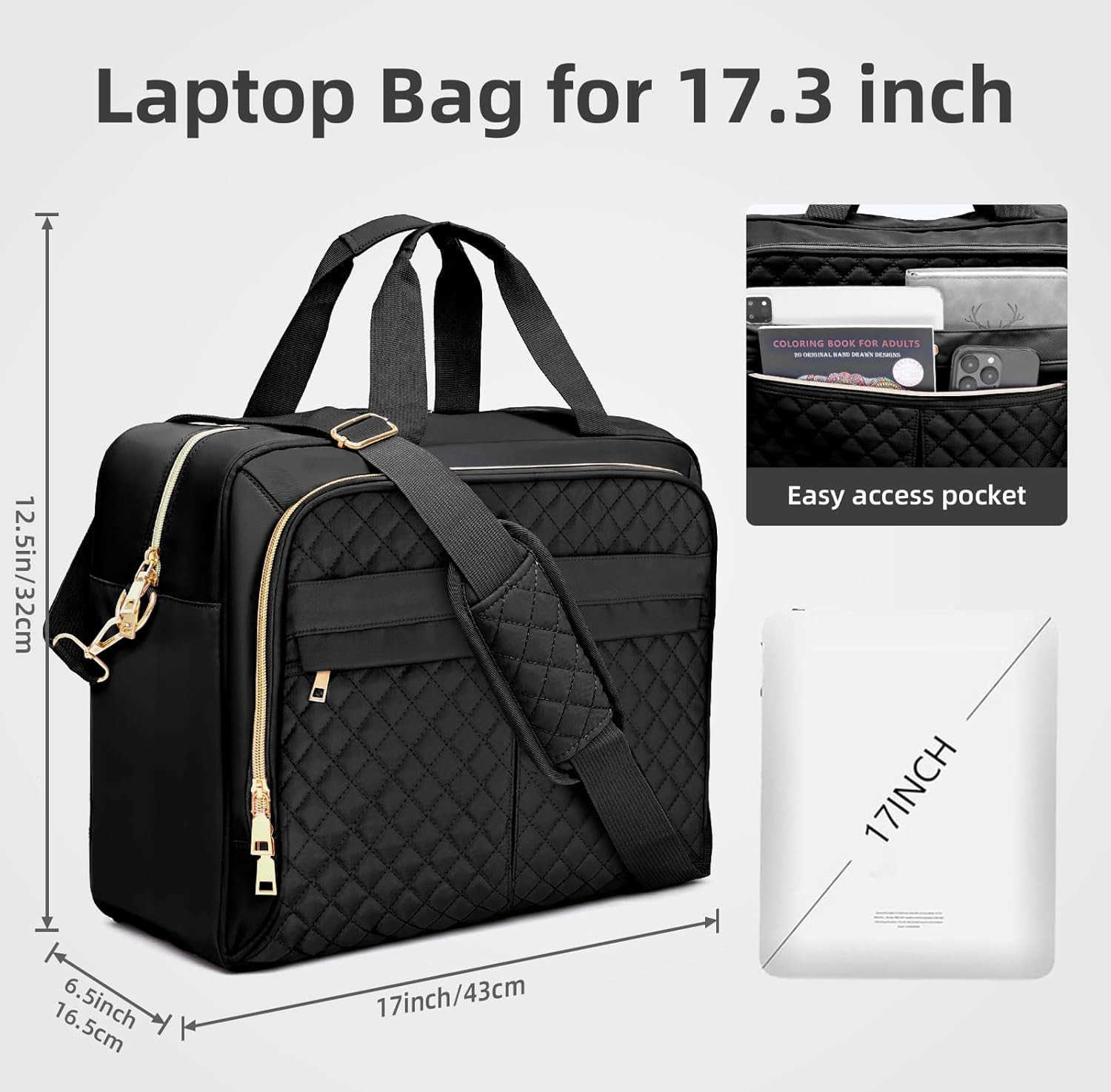 Laptop Bag for Women17 Inch Briefcase for Women Large Computer Bag Messenger Bag Work Office Business TravelW250915