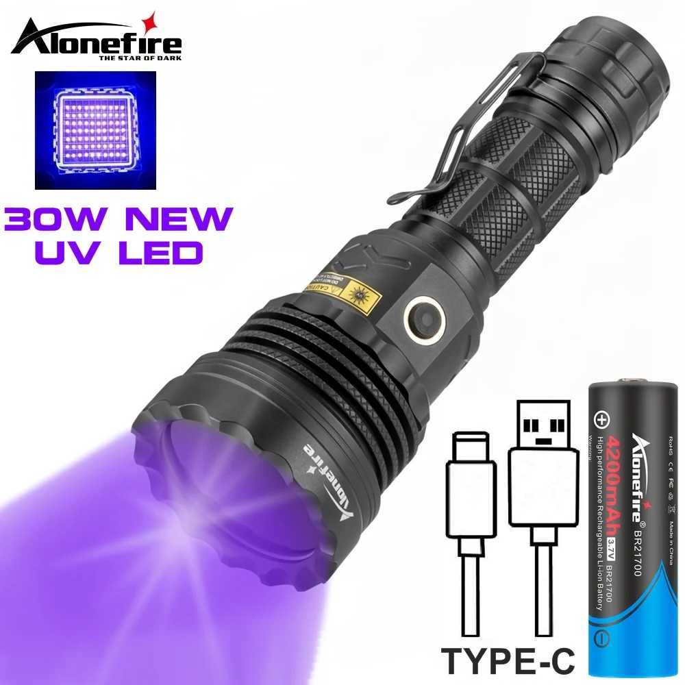New 30W UV90MIL Led 365nm UV Flashlight USB Charging Money Ore Pet Stains Invisible ink Scorpion Marker Detection Black light C250915