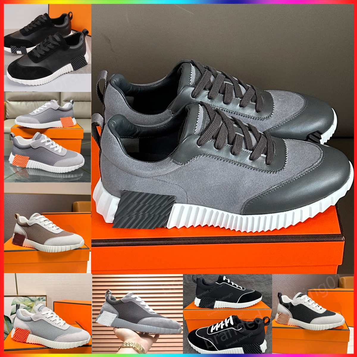 Bouncing Sneakers Designer Suede Casual Shoes Trainers Breathable Mesh Running Shoe Men Bounce Women Sneaker Non-Slip Rubber Sole Flat Train