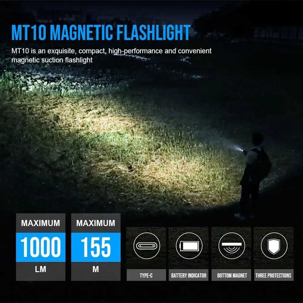 Trustfire MT10 EDC USB Rechargeable LED Flashlight 1000Lumen Type C 16340 Torch IPX8 Lamp MVB Optics Work Light with Magnet Tail C250915