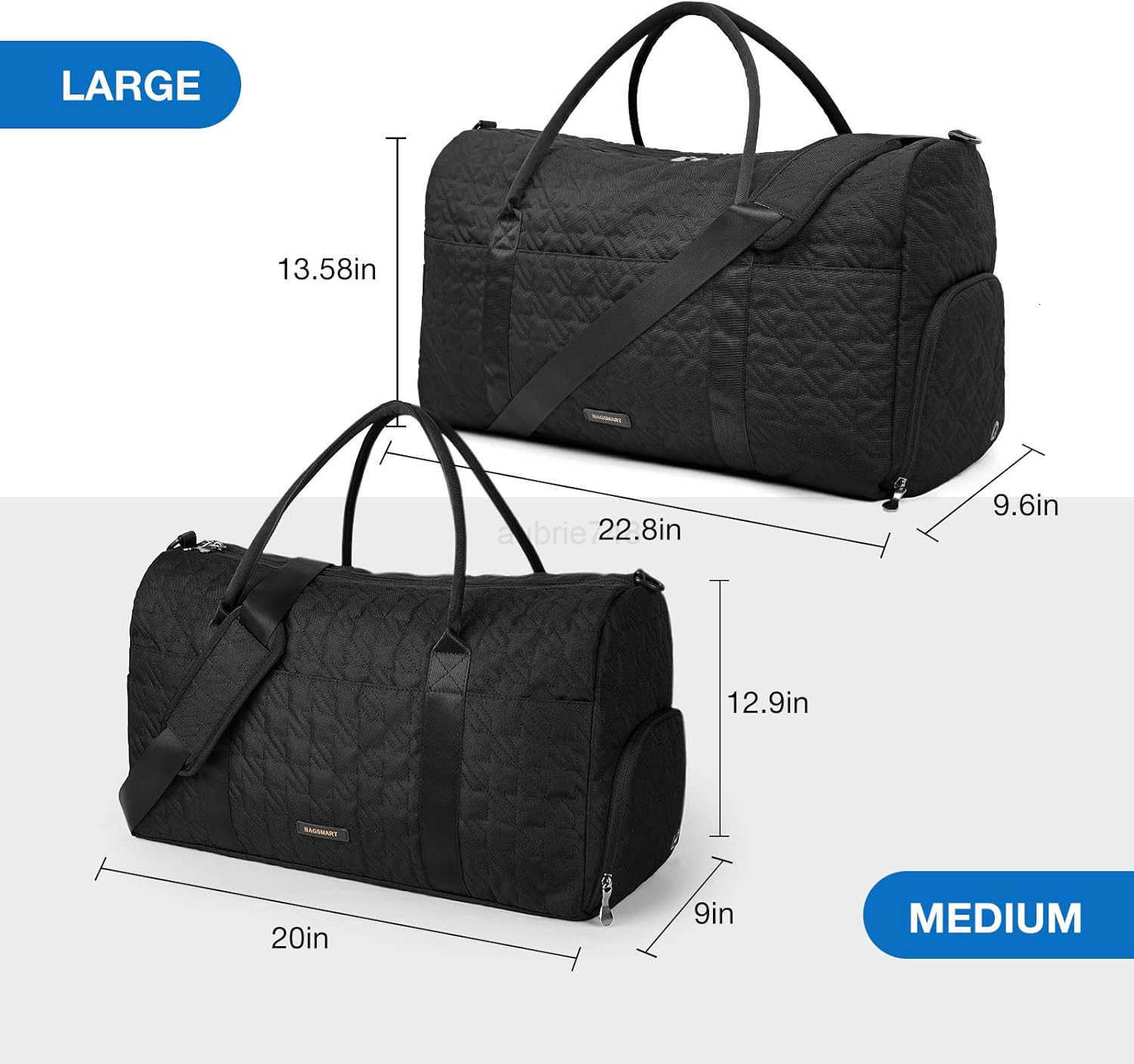 Black 40L Travel Duffle Bag with Shoes Compartment Carry On Weekender Overnight Bag for Men WomenZ250915