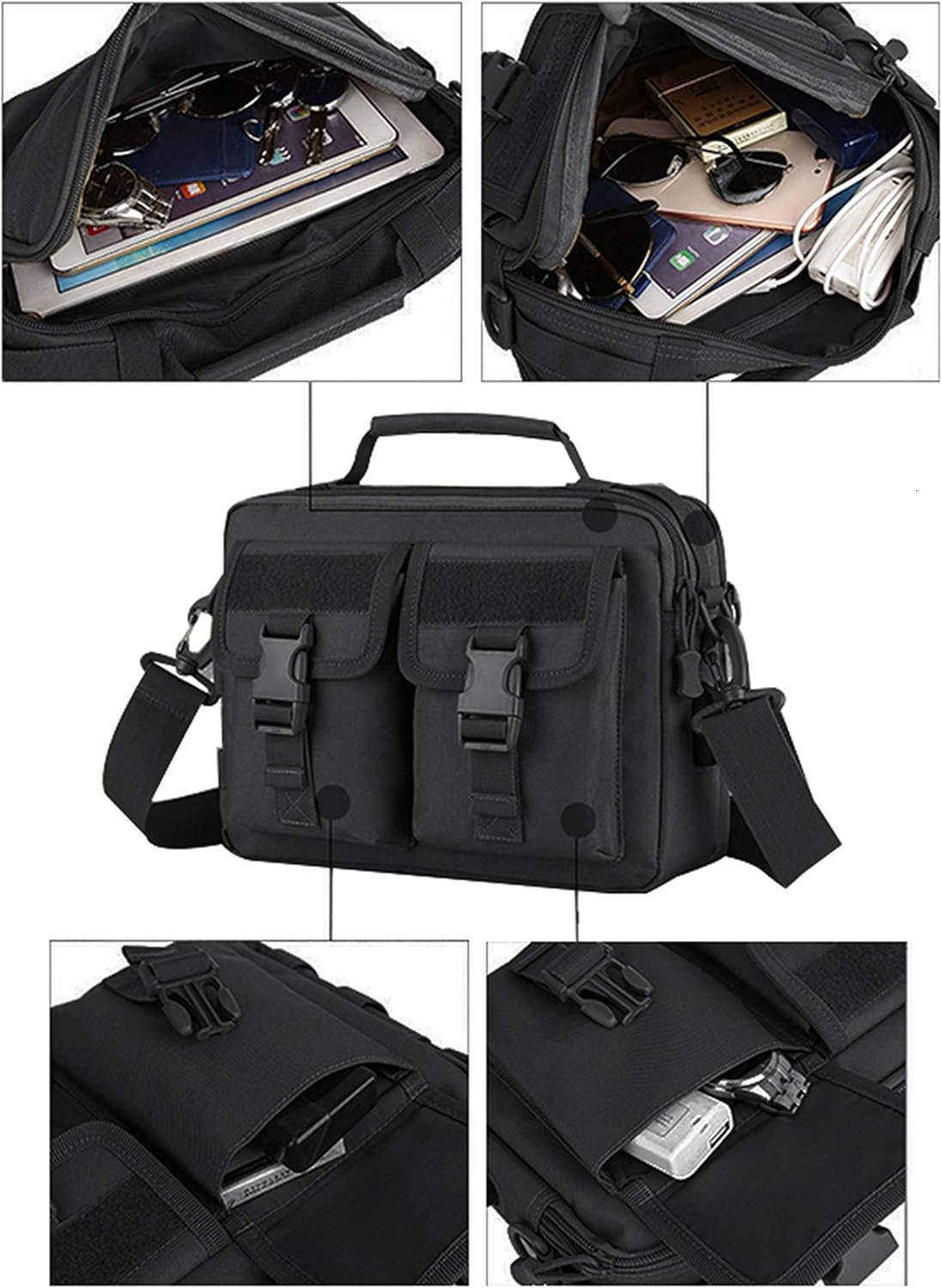 Tactical Messenger Bag Multifunction Nylon Shoulder Briefcase Handbags with USB PortW250915