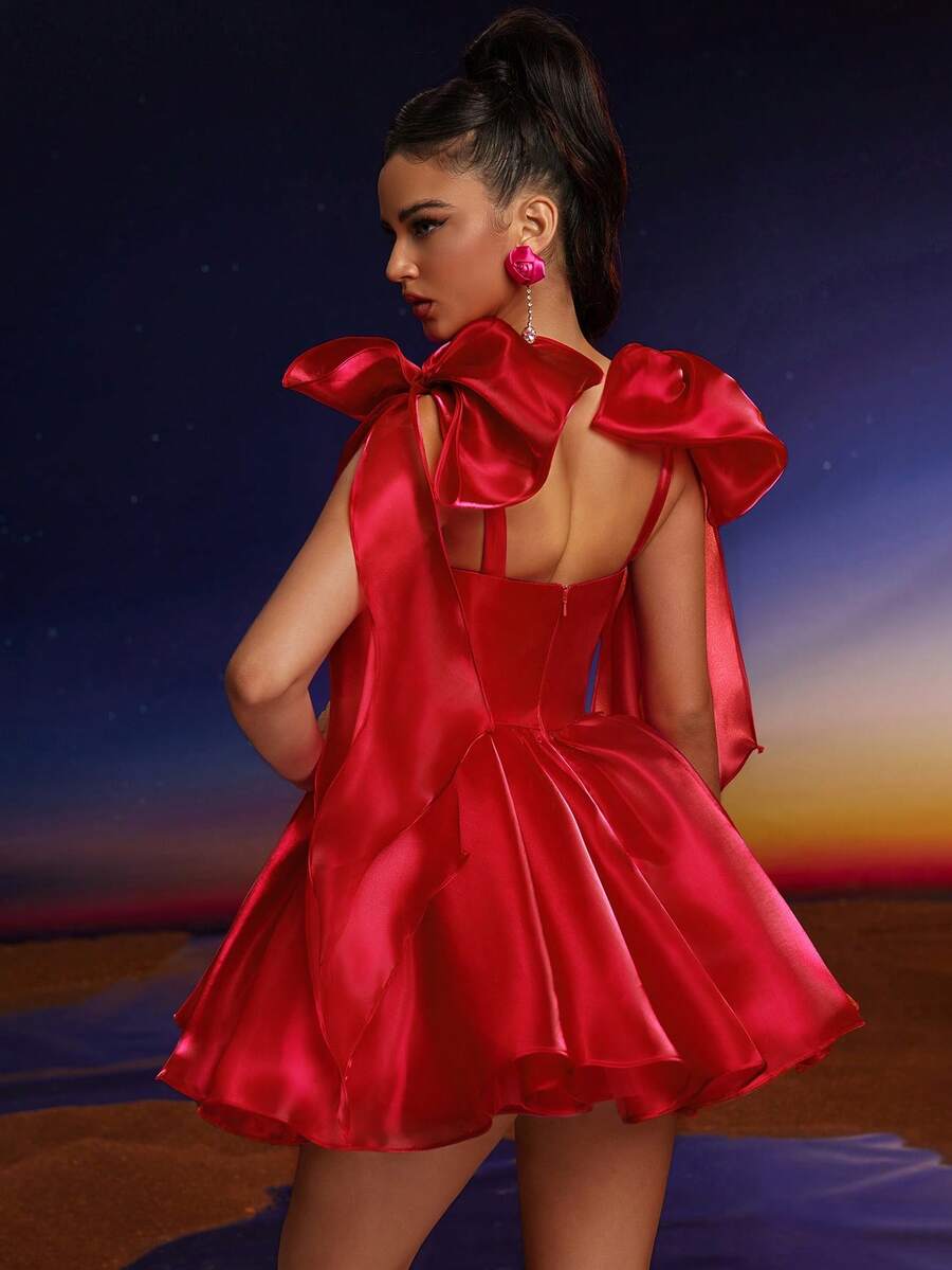 Red Homecoming Dresses Mini Cocktail Evening Party Gowns Off The Shoulder Short Prom Gown With Ruffles Mini Birthday Graduations Formal Dress Custom M