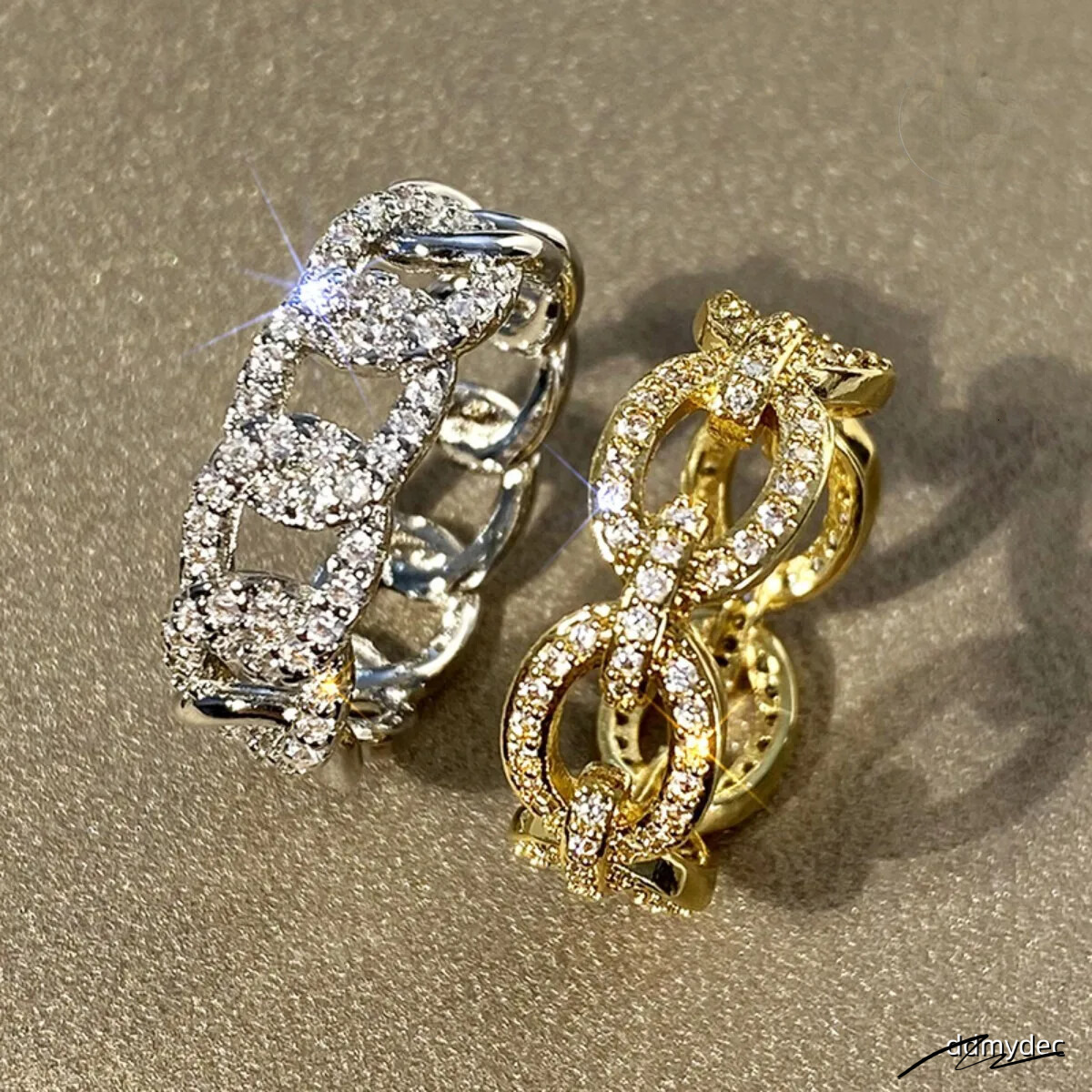 2025 New Round Buckle Micro-Inlay Design Geometric Trendy Style Personalized Cuban Chain Designer Ring ddmyDec