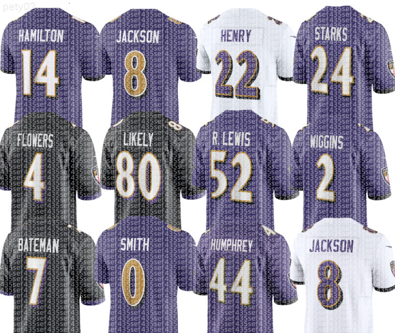 nfl Ravens Jersey Derrick Henry 8 Lamar Jackson Marlon Humphrey Odafe Oweh Isaiah Likely Justice Hill Trenton Simpson Travis Jones Patrick Ricard Justin Madubuike