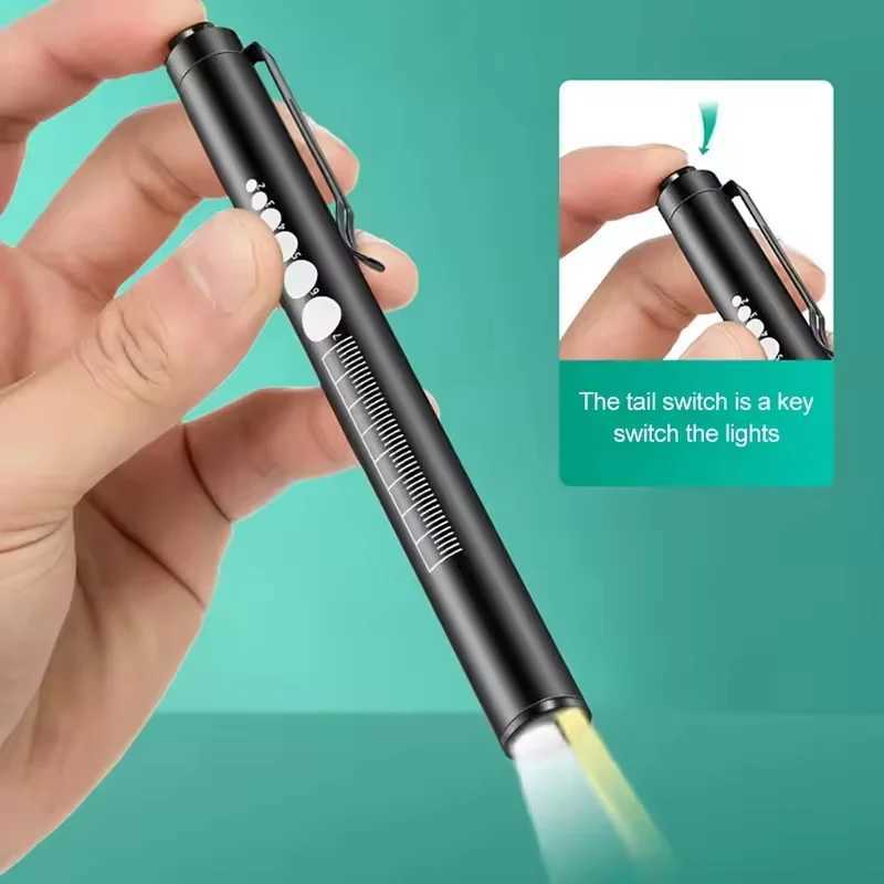 Mini Portable Penlight LED Flashlight Oral Pupil Medical Handy USB Rechargeable Stainless Steel Torch Light Outdoor Fishing Tool C250915