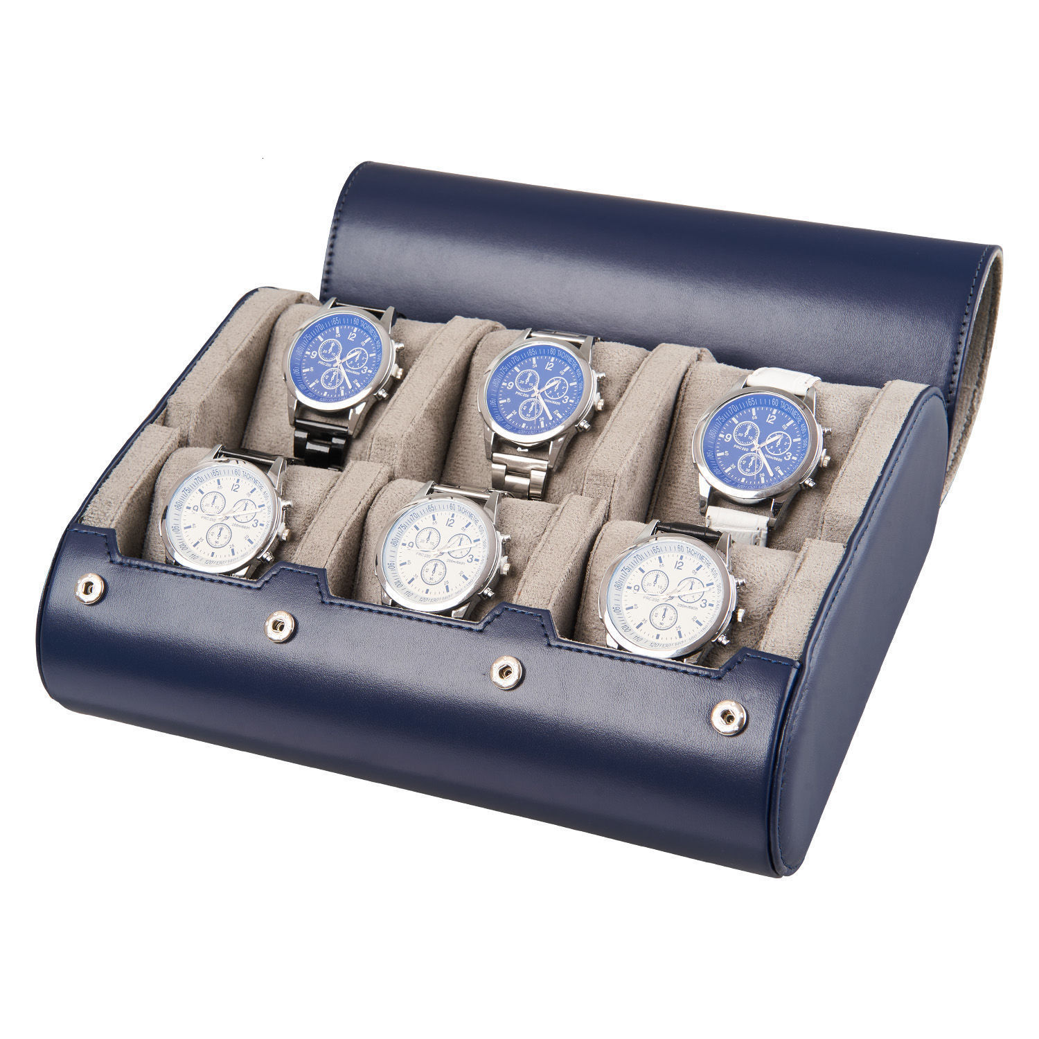 Watch Travel Case 6 Slot Watch Roll Travel Case Organizer Display - PU Leather Watch Case - Watch Organizer for Men Women 240909