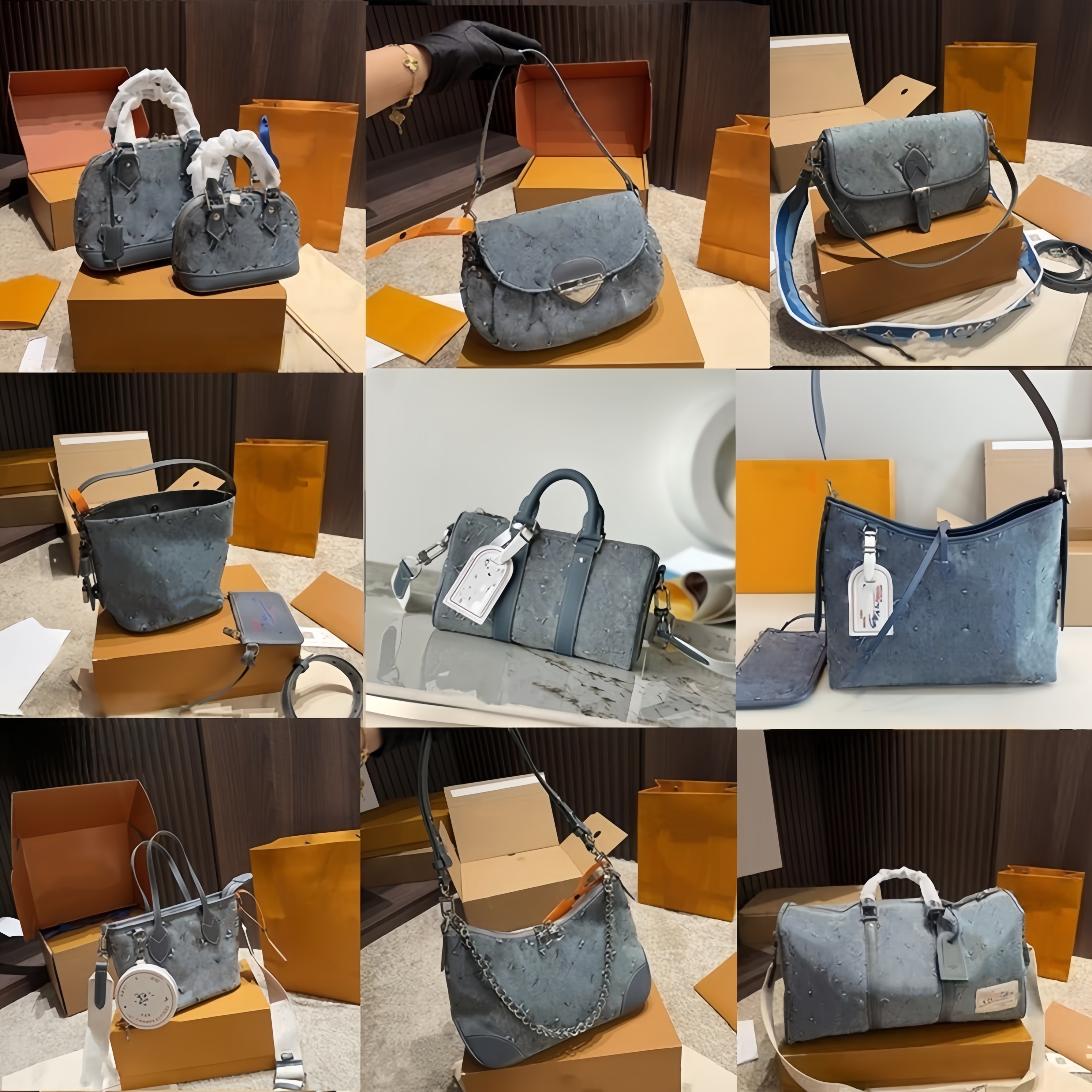 Grey denim designer bag Luxury Bag tote bag designer Shoulder bag crossbody bag handbags designer bag bowling bag underarm Genuine leather Baguette pillow bags