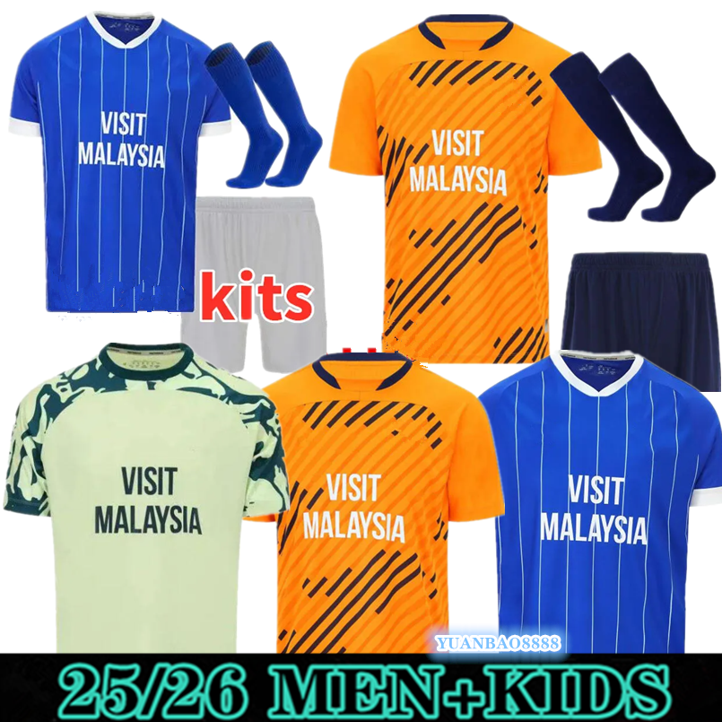 25 26 Cardiff RALLS Soccer Jerseys PHILOGENEP RINOMHOTA COLWILL RATCLIFFE O'DOWDA Home 3rd Child Football Shirts Uniforms Cardiff 2025 3rd men Kids Kits 8888