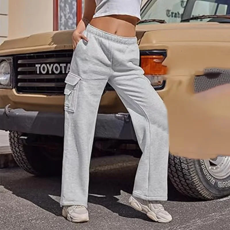 Womens Cargo Pants Sweatpant High Waisted Sweatpants Jogging Baggy Slacks Multi Pockets 2025 250915