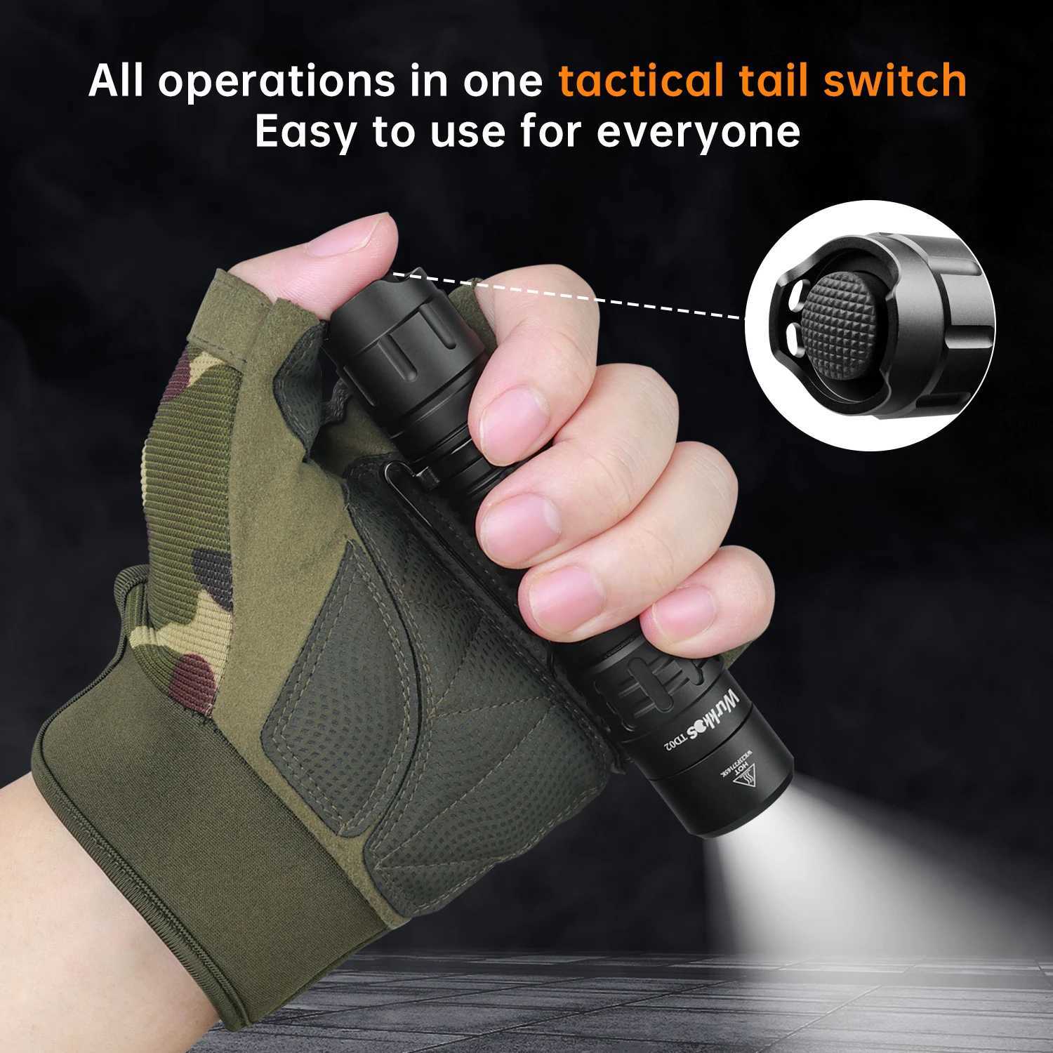 Wurkkos TD02 Self Defense Tactical Flashlight 18650 EDC Rechargeable Lamp 2000LM SST40 LED Torch IPX8 Military Emergency Light C250915