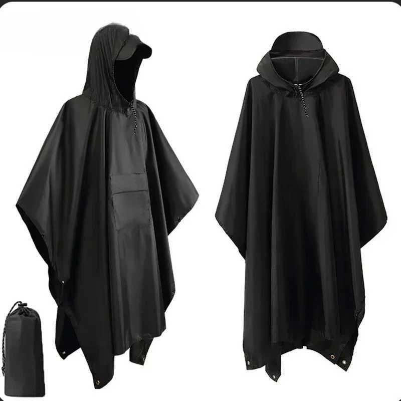 3 In 1 Outdoor Raincoat Hooded Sleeve Waterproof Rain Poncho Motorcycle Rain Cover Camping Hiking Travel Rainwear J250915