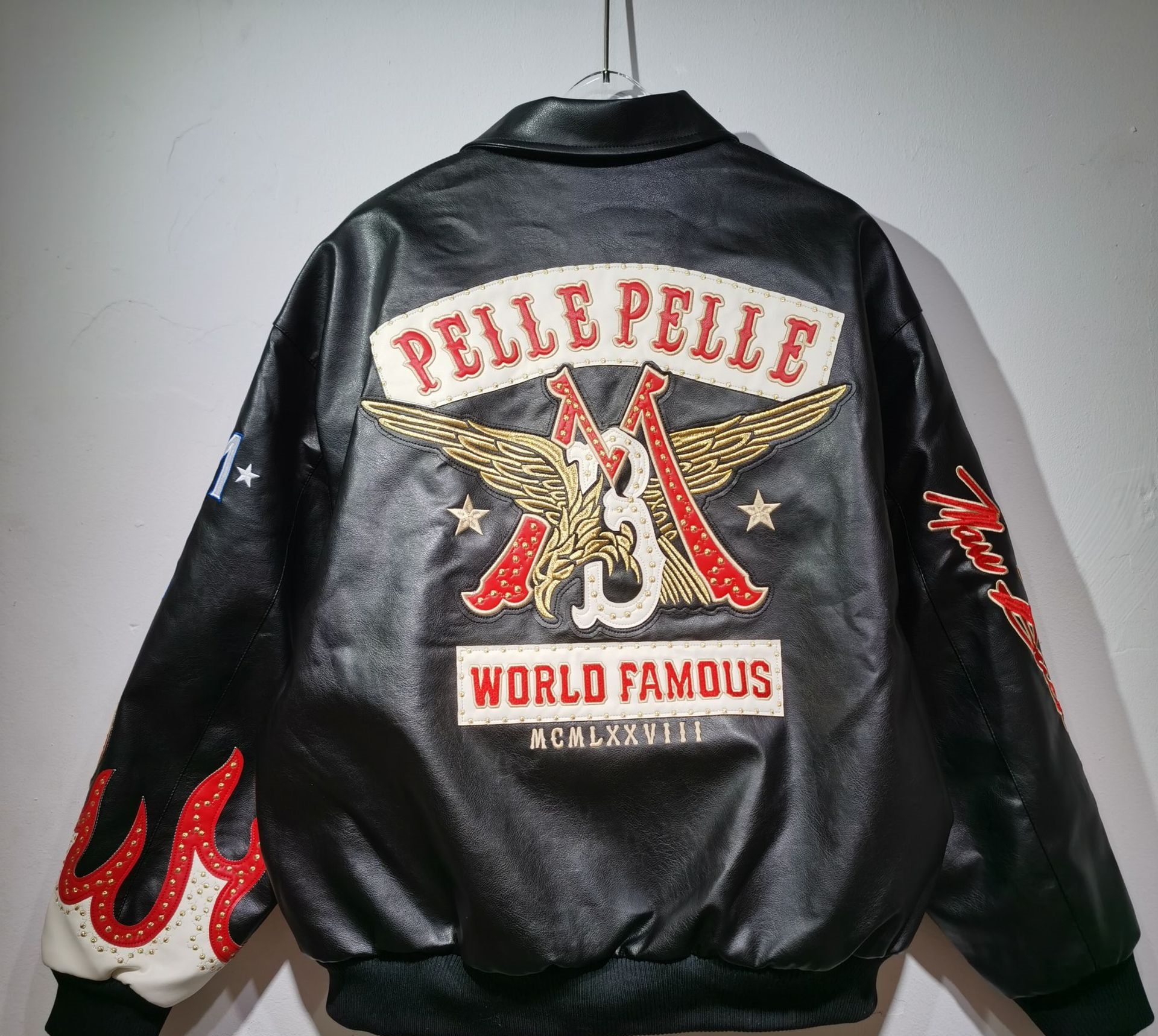 Men's Jackets High-quality PP Authentic Women's Black Blue Red Purple Leather Genuine Leather Embroidered Diamond Short Jacket
