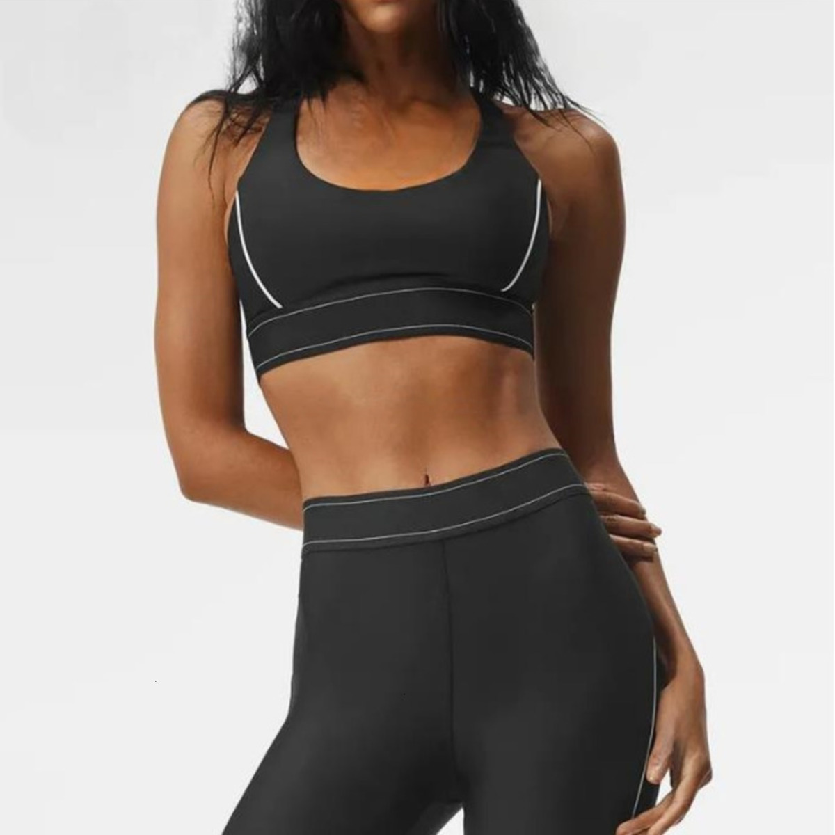 A01 Women Adjustable Shoulder Strap Sports Bra Elastic Waist Training Yoga Pants Women Gym Leggings Activewear Set