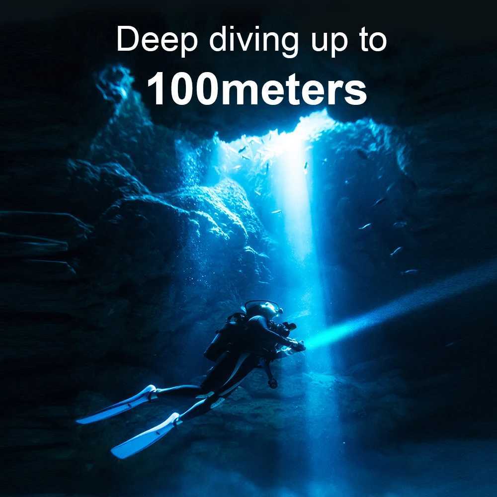 Ultra Powerful Diving Torch IPX8 100M Diving Flashlight 26650 Underwater Lamp Rechargeable Led Lantern Waterproof Flashlights C250915