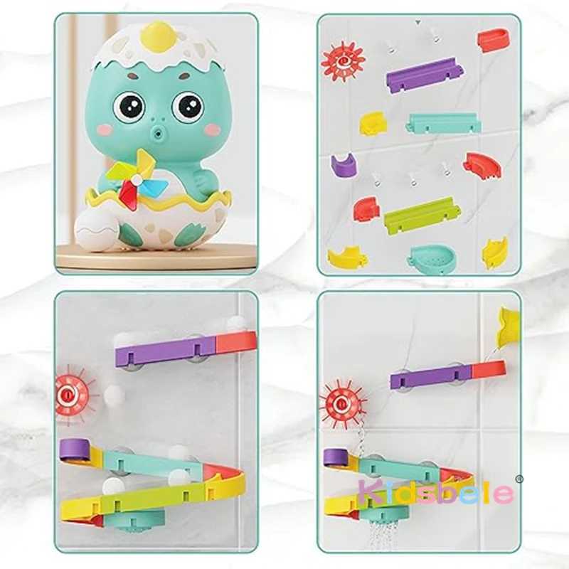 Toddlers DIY Track With Balls For Bathtub Pool Interactive Gift Assemble Track Dinosaur Egg Water Shower Toy With Water Spray C250915