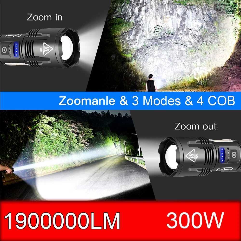 1900000LM XHP140 300W Led Most Powerful Flashlight 18650 XHP50 USB Rechargeable High power Torch light 10000MAh Tactical Lantern C250915