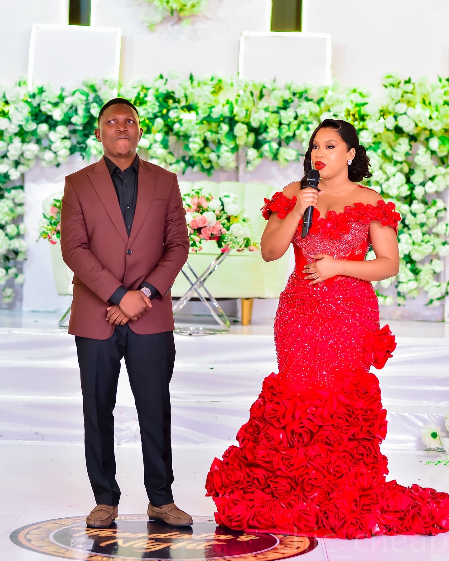 Aso Ebi Red Mermaid Prom Dresses 2025 Flowers Crystals Sheer Neck Evening Formal Party Second Birthday Engagement Gowns Plus Size Dress For Special Oc