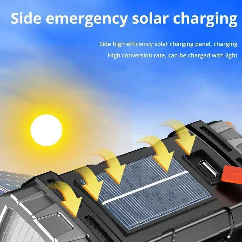 2025 Powerful LED Flashlight USBSolar Rechargeable Flashlight COB Outdoor Camping Torch Portable Searchlight Power Bank Outdoor C250915