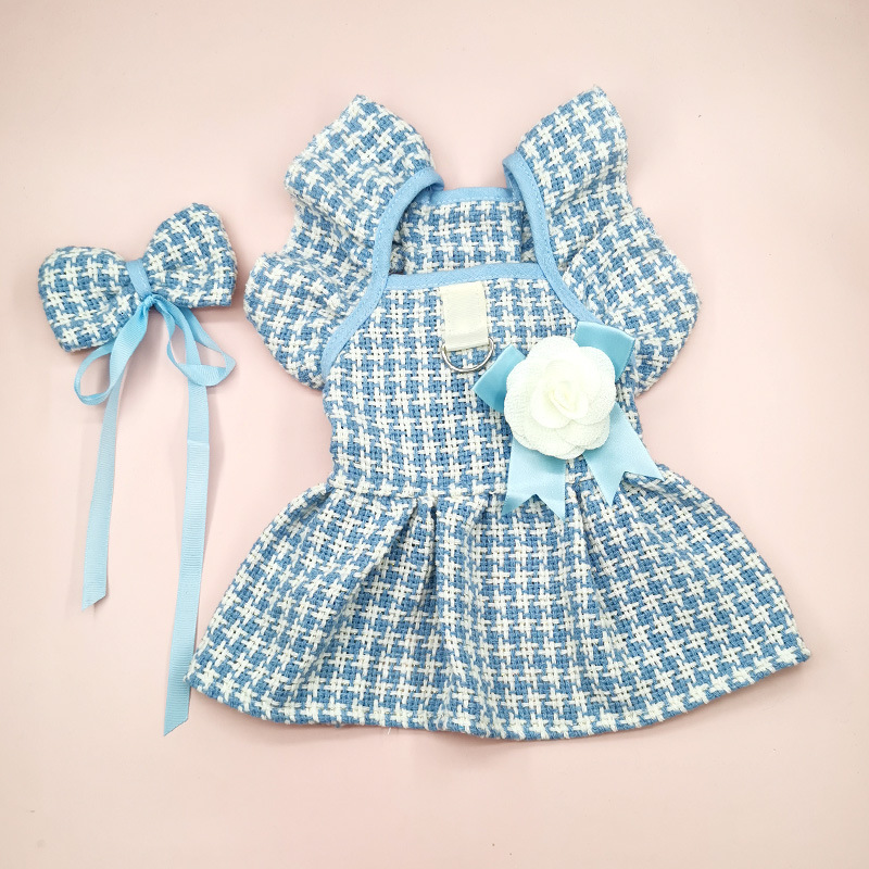 Chanel Style Black White Clothes Spring and Autumn Small Dog Teddy Pet Apparel Little Cat Dress