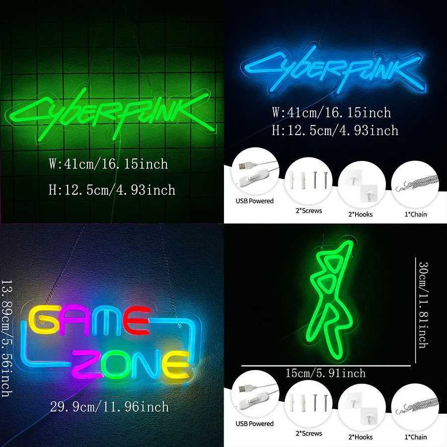 Game Cyberpunk Edge Runner Neon Sign for Game Zone DecorLed Lights for Man Cave Gaming Room Internet Bar or Bedroom Decor Y250916