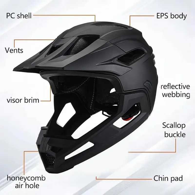 Full Face Mountain Bike Helmet Adult Racing Downhill Mountain Bike Helmet for Mountain Bike Lightweight Adjustable J250916