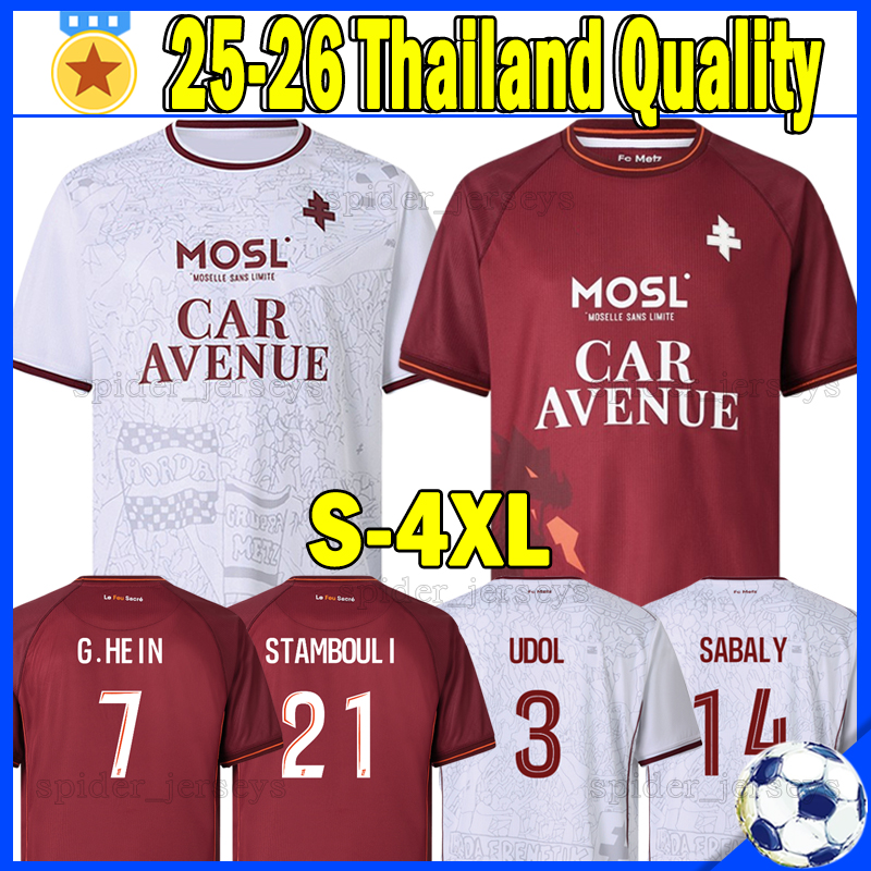 XXXL 4XL 25 26 FC Metz Soccer Jerseys G.HEIN STAMBOULI UDOL 2025 2026 SABALY VANDENKERKHOF KOUAO P.A.DIALLO ASORO Football Shirts S.SANE P.SY I.SANE COLIN Men Uniforms