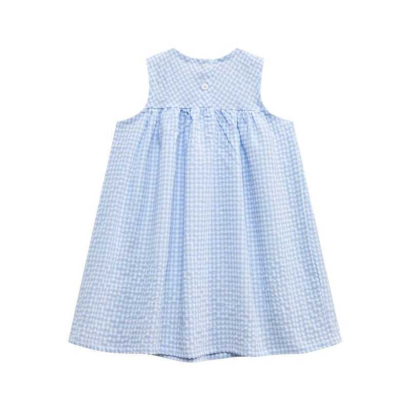 Little maven Girls Sundress Kids Clothes Sleeveless Dress Children Vestidos Plaid Animal Applique Embroidery Cute Girls Dress C250916