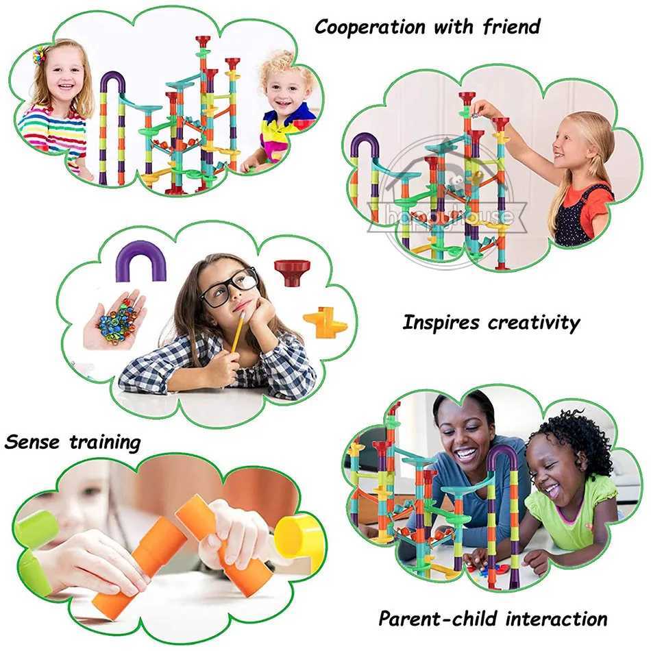 Marble Run Race Track Building Blocks Kids 3D Maze Ball Roll Toy DIY Marble Run Race Coaster Set 80105109133pc Christmas Gift C250916