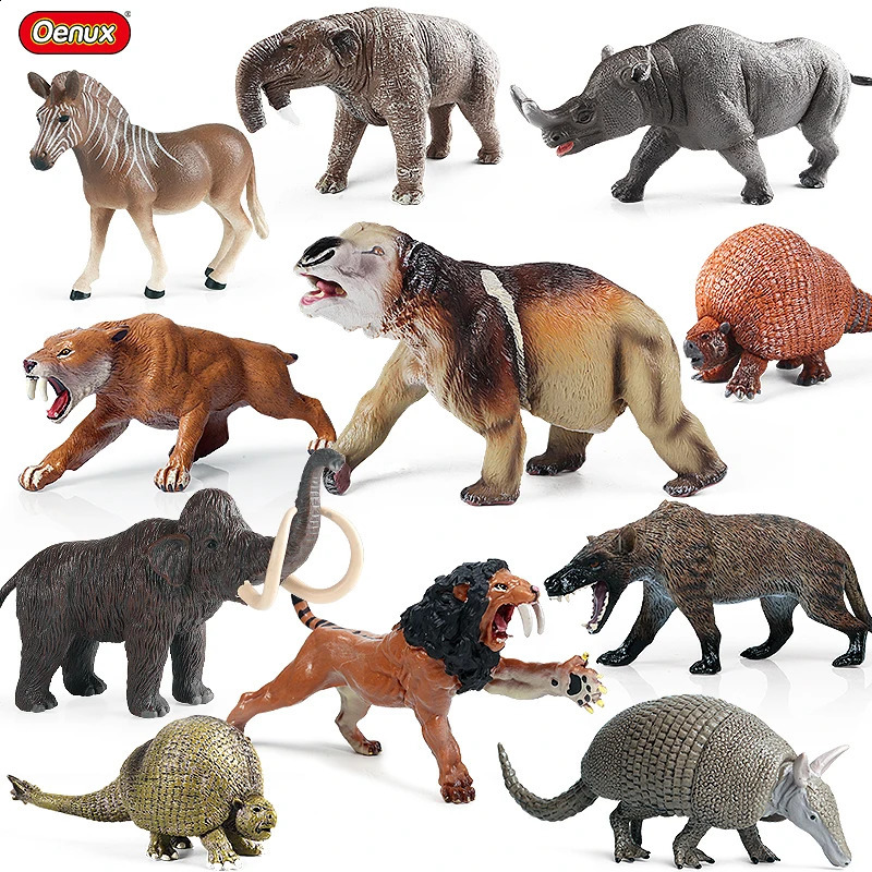 Oenux Prehistoric Wild Animals Simulation Armadillo Doedicurus Sabretooth Model Action Figures PVC Collection Toy For Kid Gift250916